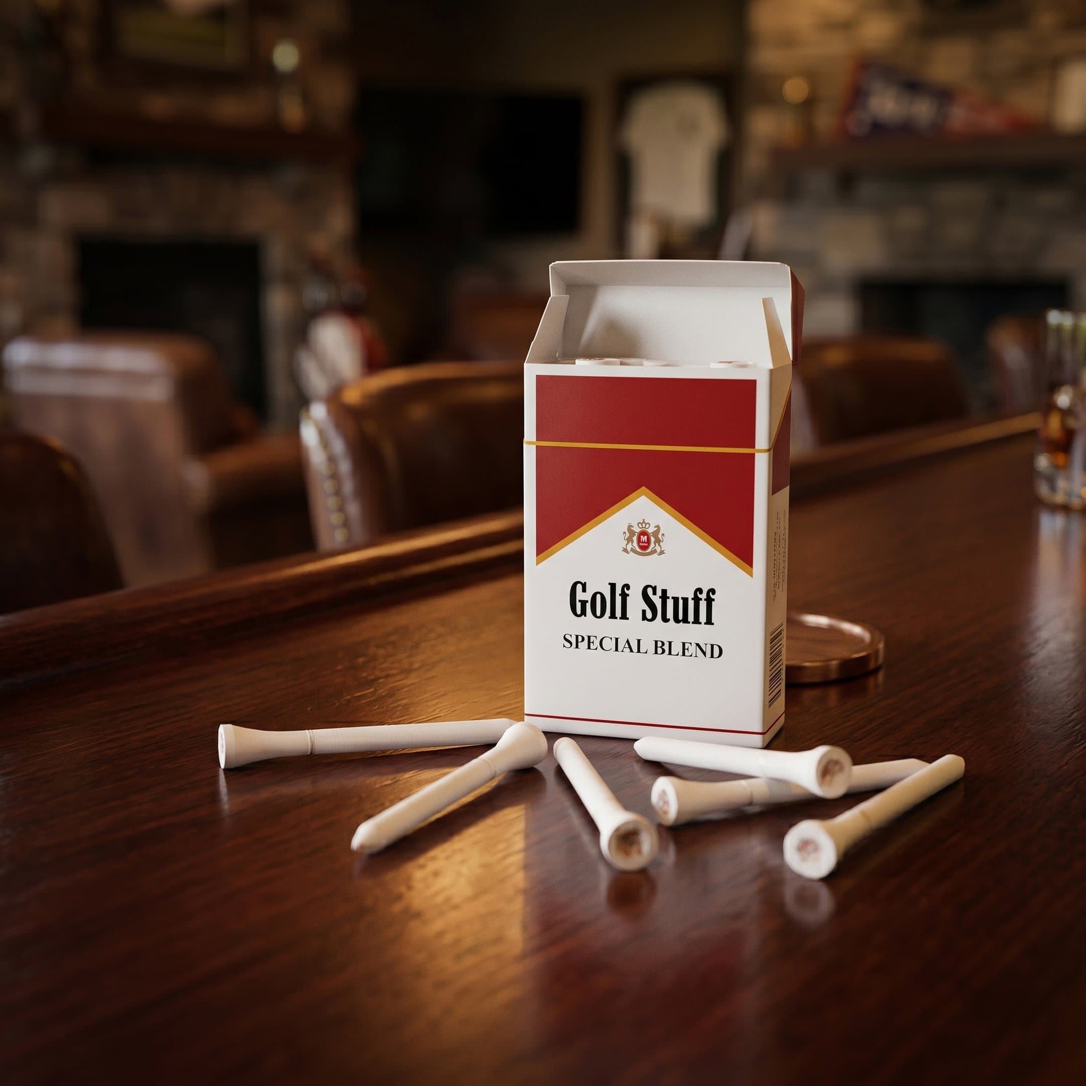 Le Paquet — paquet de cigarettes contenant 6 tees de golf
